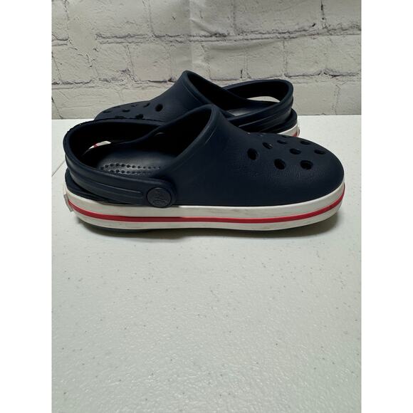 Crocs Crocband Clogs Kid Navy Red Rubber Slip-On Lightweight Casual - C8 - Picture 8 of 9